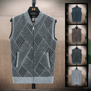 2023 Nauja vyriška megztinio liemenė Korėjiečių mada Gatvės apranga Megztiniai be rankovių Megztiniai Paltas Vyrai Laisvalaikio vyrų drabužiai Džemperis Liemenė Vyrai