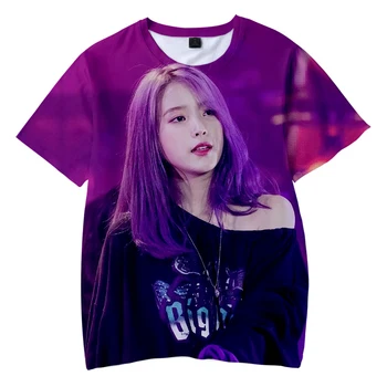 New Kpop Singer IU Lee Ji Eun 3D spausdinti marškinėliai Vyrai Moterys Vasaros mados laisvalaikio marškinėliai Hip Hop Harajuku Gatvės apranga Tops Tees