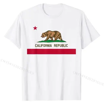 Kalifornijos Respublikos vėliava Patriotinės valstybės kelionės JAV dovanų marškinėliai Medvilniniai marškinėliai Trikotažai Hip hopas Nuolaida Normalūs marškinėliai