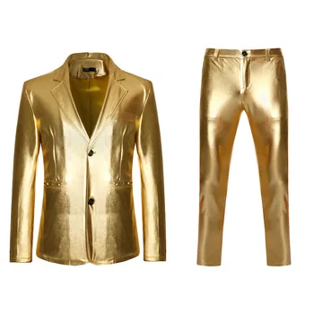 Blizgantis vyriškas kostiumas Auksinis sidabrinis vyriškas švarkas Kelnės Scenos dainininkės švarkas Vyriški drabužiai Helovino vakarėlis Cosplay kostiumas