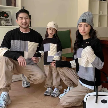 2023 Tėvų ir vaikų kostiumai Megztinis Baby Autumn Pullover Megztas megztinis Casual Family Matching Apranga