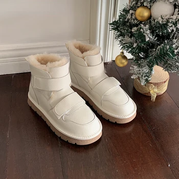 Fur Keep Warm Snow Boots Women Platform Flats Heel Shoes Ladies Comfort Waterproof Short Botas botines de mujer