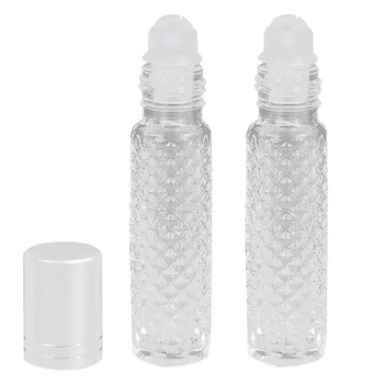 5PCS 10ML stikliniai ritinėliai buteliai eteriniams aliejams Tuščias pakartotinai užpildomas skaidrus butelis Sandarus masažo ritinys ant konteinerių Naujas