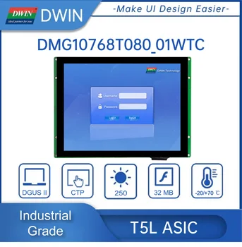 8 colių 1024 * 768 pikselių skiriamoji geba 16,7 m spalvos HMI IPS TFT LCD ekranas LCD moduliai Jutiklinis skydelis DMG10768T080_01W