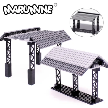 MARUMINE MOC geležinkelio stotis Traukinio plytų dalių modelių rinkinys Eismo bėgių statybiniai blokai 
