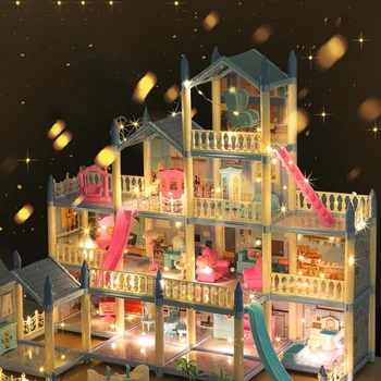 Pastatas Didelio grožio pasaka Pasaulis Svajonių pilis Imituotos žaislinės lėlės Vaikų namai Pilis Didelė vila Mažas namas
