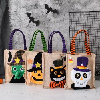 Helovino tote krepšys raganos juodos katės saldainių krepšio triukas arba vaiduoklių festivalis Parti Happy Helloween Day Decor for Kids Dovanų krepšys