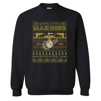 US Marine Corps Bjaurus kalėdinis megztinis Kariniai kalėdiniai dovanų džemperiai Nauji 100% medvilniniai patogūs laisvalaikio vyriški drabužiai