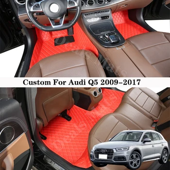 Automobiliniai grindų kilimėliai Audi Q5 2009-2017 Oda visiems sezonams Neperšlampami kilimėliai Individualūs kilimų priedai