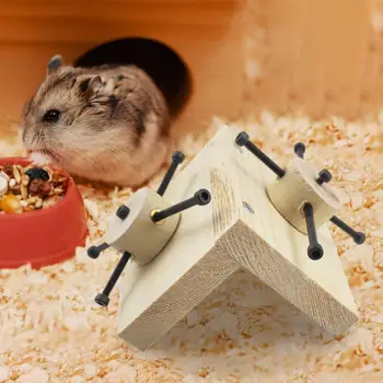 Žiurkėno medinis pašarinis žaislas Interaktyvus skanėstų dėlionės žaidimas Mankštos ratas Žaislas žiurkėms Zuikis Šinšilos žiurkėnai Mažas augintinis
