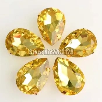 Nemokamas pristatymas šviesiai geltonas AAA stiklo kristalas siuvamas ant nagų akmenų Auksinis dugnas palaidi cirkonio akmenys 