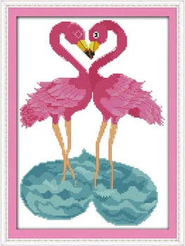 Flamingo porų kryžminio dygsnio rinkinys 14ct 11ct iš anksto įspaustas drobės siuvinėjimas 