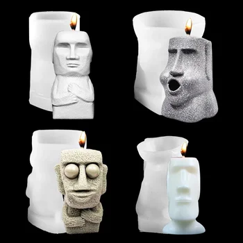 Nauja žmogaus kūno skulptūra Rankų muilas Pelėsis Gipso papuošalai Aromaterapinė žvakė Moai Stone Man silikono forma