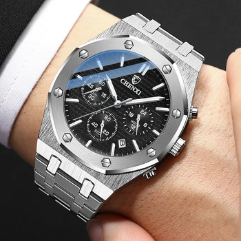 2022 populiariausias prabangus prekės ženklas Vyriški kvarciniai laikrodžiai Vyriškas nerūdijančio plieno vandeniui atsparus kalendorius Rankinis laikrodis Vyriškas laikrodis Relogio Masculino