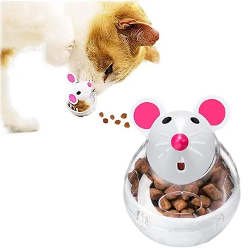 Naminių gyvūnėlių žaislų ėdalo nutekėjimas Tumbler Feeder Treat Ball Cute Little Mouse Toys Interaktyvus žaislas kačių ėdalui Lėto šėrimo reikmenys