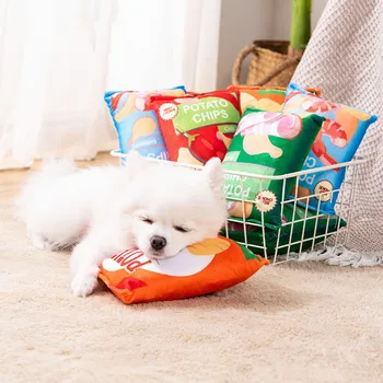 Girgždantys šunų kramtomieji žaislai Bulvių traškučiai Krepšio formos naminių gyvūnėlių kramtymas Minkštas pliušinis interaktyvus žaislinis šuo Katės Žaismingi naminių gyvūnėlių aksesuarai Produktai