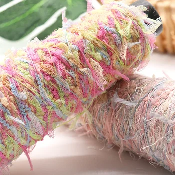 50G Naujas tinklelis Ponytail Fancy Yarn Dance Paper Butterfly Mix Crochet Yarn Handbag Hat Fashion Knitting Partner Thread