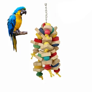 Mišrios spalvos papūga kramtomasis žaislinis paukštis statybinis blokas kramtomoji virvelė laipiojimo kopėčios mažas naminis gyvūnas Kabantys statybinių blokų reikmenys