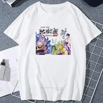 Japanese All Team Jigokuraku Man Printed T Shirt 2023 Action Cartoon Manga Fans Harajuku Tee Tops Unisex Casual Soft marškinėliai