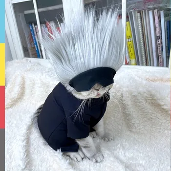 Jujutsu Kaisen Gojo Satoru Cosplay naminių šunų kačių drabužiai Mokyklos uniformos formos naminių gyvūnėlių drabužiai Vakarėlio kostiumas naminės katės šuniukui