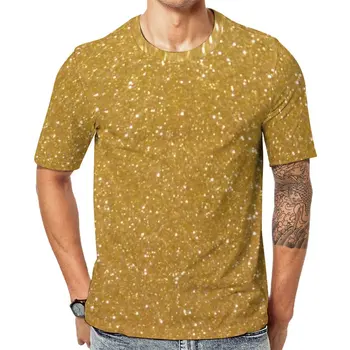 Dirbtiniai auksiniai metaliniai marškinėliai Blizgučiai Metalo spauda Blizgantys populiarūs marškinėliai Vyriški linksmi marškinėliai Originalūs marškinėliai trumpomis rankovėmis