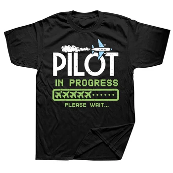 Juokingas pilotas vyksta Ateities lėktuvų mėgėjai TShirts vyrai Medvilniniai marškinėliai trumpomis rankovėmis moterys Vasaros oversized marškinėliai футболка