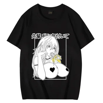 Vasara 100% medvilnė Nauji vyrai Moterys ' s Anime marškinėliai Ahegao cosplay Manga gatvės apranga Unisex Tee Oversized drabužiai trumpomis rankovėmis