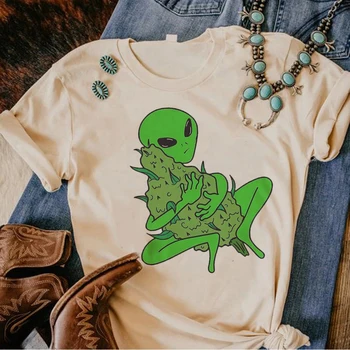 Weed Tee women anime summer comic top female funny clothing