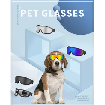 Pet akiniai nuo saulės UV apsauga vidutiniams ar dideliems šunims šiaurinėje zonoje su reguliuojamu dirželiu sportui lauke