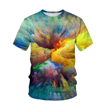 Vintažiniai vasaros marškinėliai trumpomis rankovėmis Ladies Street Hip Hop 3D spausdinimo trišakiai Mada Digital Men Moteriški marškinėliai Casual Camisetas