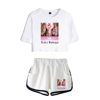 Lola Indigo Atributika Summer Women/Girl Sets Sexy Short Tops+Shorts Elastic Waist Kawaii Suits Two Piece Sets Streetwear Y2K