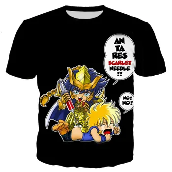 Saint Seiya marškinėliai Vyrų mados marškinėliai Kids Hip Hop Tops Tees Anime 3d Print Tshirt Summer Vyriški marškinėliai Grafiniai topai Boys Tee