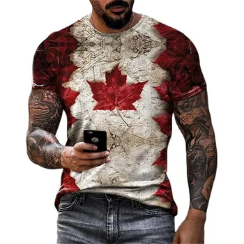 Fashion Canada Maple Leaf Flag 3D Print Vyriški marškinėliai Vyriški drabužiai Hip Hop Casual Streetwear Džemperis Oversized marškinėliai Trikotažas