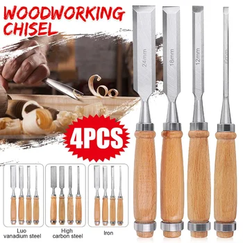 4Pcs/set Rankinis medžio drožybos rankinio kalto įrankių rinkinys Profesionalūs dailidės medžio apdirbimo gudrybės 