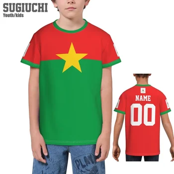 Pasirinktinis vardo numeris Burkina Faso vėliavos emblema 3D marškinėliai vaikams Jaunimo berniukų / mergaičių marškinėliai Futbolo sirgalių dovanų marškinėliai