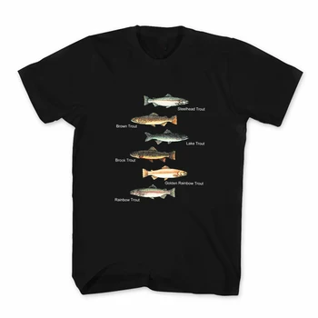 Upėtakių rūšys - meškeriotojai, žvejojantys žuvis Rūšių kolekcijos marškinėliai 100% medvilniniai marškinėliai O-Kaklas trumpomis rankovėmis Laisvalaikio vyriški marškinėliai Dydis: S-3XL