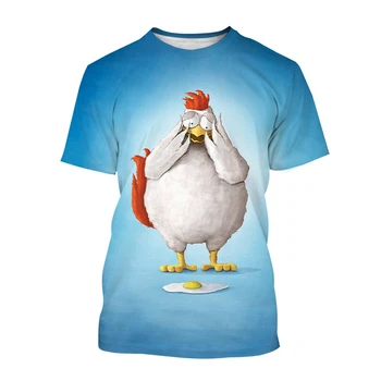 Fashion Anime Chicken 3D Printed T-Shirt Summer Funny Animal Harajuku Unisex Cool Tees Tops