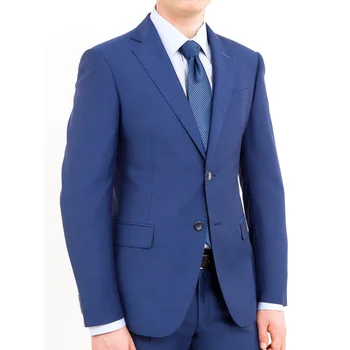 2023 Vestuviniai mėlyni vyriški kostiumai Viengubas krūtinė Įpjova Atlapas Dviejų dalių švarkas Kelnės Casual Terno Spring Pilna Apranga Slim Fit
