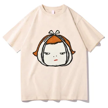 Dizaineris Yoshitomo Nara Artist marškinėliai WOMEN Kawaii/Cute Džemperis Marškinėliai 100% Medvilniniai marškinėliai Vintage/retro Harajuku Printed