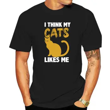 Manau, kad mano katės juokingi marškinėliai Vyriški oversized medvilniniai topai Gatvės drabužiai Trikotažiniai marškinėliai Berniuko laisvalaikio marškinėliai trumpomis rankovėmis