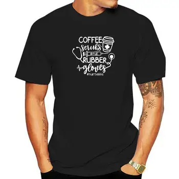 Medvilniniai juokingi gydytojo slaugytojo marškinėliai Moteriški kavos šveitikliai ir guminės pirštinės Unisex trikotažiniai marškinėliai Harajuku Tops Vyriški drabužiai