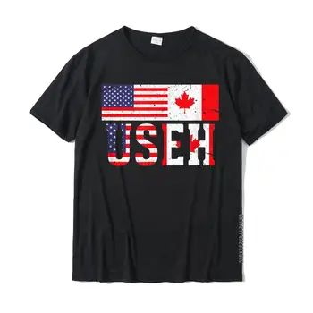 US EH Funny Canada American Flag marškinėliai marškinėliai vyrams Casual Trikotažas Plain Casual 100% medvilnė