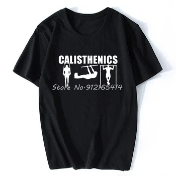 Calisthenics marškinėliai Vyriški vasaros Harajuku medvilniniai marškinėliai Mada O-Neck Print marškinėliai Fitnesas Kultūrizmas Sportas Tee Tops