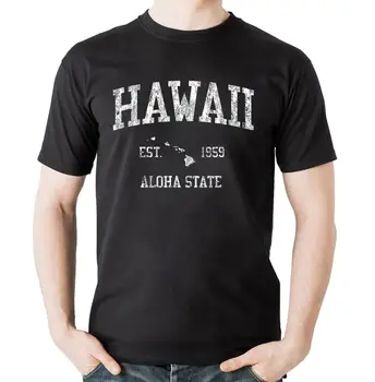 Havajų marškinėliai Vintažinis sportinis dizainas Havajų salų HI Tee Unisex marškinėliai