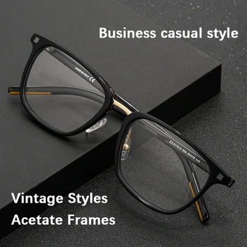 Retro acetatas Kvadratinis rėmelis Vyriški akiniai Akiniai Rėmeliai Optinis perrašymas Trumparegystė Akiniai Prabangus prekės ženklas Dizainerio akiniai