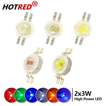 10PCS 20PCS 50PCS 2x3W didelės galios LED diodai dviejų spalvų du lustai balta raudona žalia mėlyna geltona UV395nm šviesos karoliukai žibintuvėliui