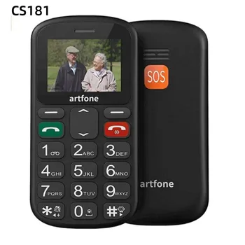 Bar vyresnysis mobilusis telefonas Artfone CS181 CS182 CS188 GSM 2G didelis balsas didelis mygtukas mobilusis telefonas pagyvenusiems žmonėms vienas klavišas SOS dvigubas SIM žibintuvėlis