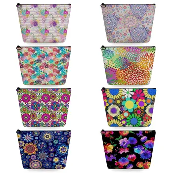 Kelioniniai tualeto reikmenų krepšiai Makiažo organizatorius Dovanų moteriškas kosmetikos krepšys Ryškios spalvos Apvalus gėlių atspaudas Atsitiktinis gražus japoniškas stilius