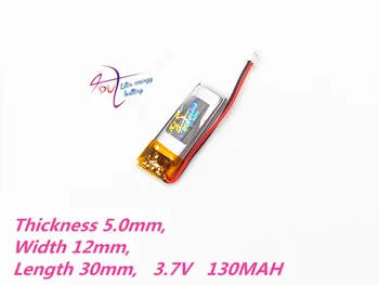 3.7V 130mAh 501230 ličio polimerų Li-Po įkraunama baterija su 1.5mm jungtimi Mp3 GPS PSP 