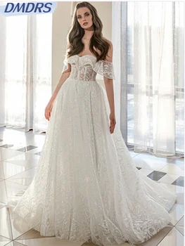 Romantiška mielaširdinga kaklo suknelė nuotakai elegantiška nuo pečių nuotakos suknelė Klasikinė A linijos ilga vestuvinė suknelė Chalatas De Mariée